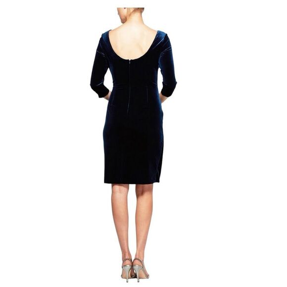 ALEX EVENINGS Velvet Cocktail Dress With side Ruching & Embellishment Size 16 - Picture 3 of 14